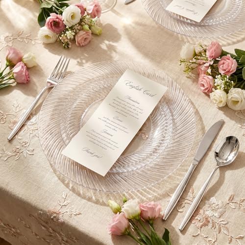 60 Pcs Clear Plastic Plates, Clear Plates Disposable Heavy Duty, Disposable Plates Include 30Pcs Dinner Plates, alternate