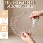60 Pcs Clear Plastic Plates, Clear Plates Disposable Heavy Duty, Disposable Plates Include 30Pcs Dinner Plates, alternate
