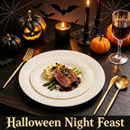 60 Pcs Ivory Disposable Plastic Plates, Plastic Plates Include 30Pcs Dinner Plates 10",30pcs Dessert Plates 7", alternate