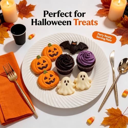 60 Pcs Ivory Disposable Plastic Plates, Plastic Plates Include 30Pcs Dinner Plates 10",30pcs Dessert Plates 7", alternate