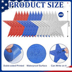 60 Pcs Patriotic Star Cutouts Double Printed Paper Star Confetti Cutouts for 4th of July Decoration Bulletin, alternate view