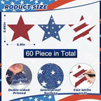 60 Pcs Patriotic Star Cutouts Double Printed Paper Star Confetti Cutouts, alternate view 3