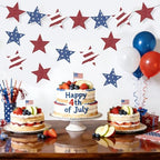 60 Pcs Patriotic Star Cutouts Double Printed Paper Star Confetti Cutouts, alternate view 6