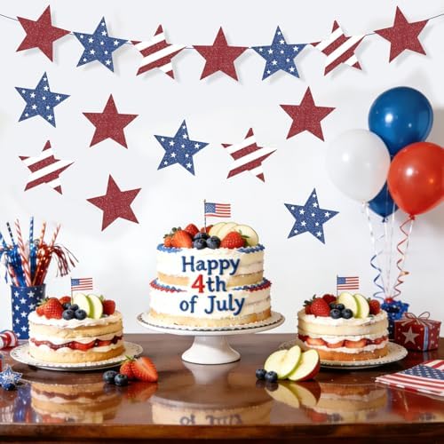 60 Pcs Patriotic Star Cutouts Double Printed Paper Star Confetti Cutouts, alternate view 6
