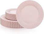 60 Pcs Pink Plastic Plates, Disposable Plates for Party, Pink Plates Include 30Pcs Dinner Plates 10",30pcs
