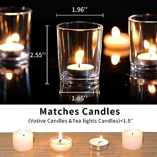 60 Pcs Votive Candle Holders Clear Tea Lights Candle Holder in Gold, alternate view 2