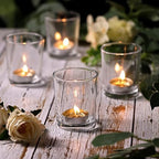 60 Pcs Votive Candle Holders Clear Tea Lights Candle Holder in Gold, alternate view 3