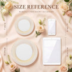 60 Pcs White Plastic Plates, Disposable Plates with Gold Trim, Party Plates Include 30Pcs Dinner Plates, alternate view 3