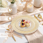 60 Pcs White Plastic Plates, Disposable Plates with Gold Trim, Party Plates Include 30Pcs Dinner Plates, alternate view 4
