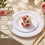 60 Pcs White Plastic Plates, Plates Disposable Heavy Duty, Disposable Plates Include 30Pcs Dinner Plates, alternate view 5