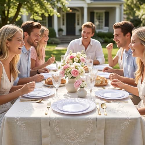 60 Pcs White Plastic Plates, Plates Disposable Heavy Duty, Disposable Plates Include 30Pcs Dinner Plates, alternate view 7
