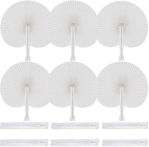 60 Pcs White Round Paper Fans