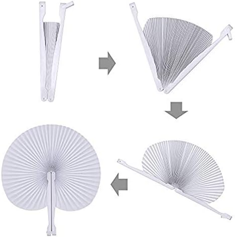 60 Pcs White Round Paper Fans, alternate view 6