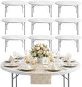 60" Round Heavy Duty 5ft Plastic Folding Table - Set of 10 Granite White Banquet Tables for Weddings & Events