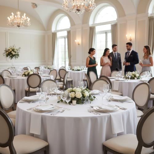60" Round Heavy Duty 5ft Plastic Folding Table - Set of 10 Granite White Banquet Tables for Weddings & Events, alternate view