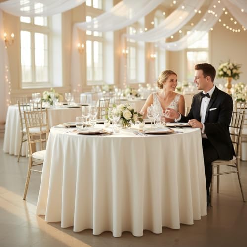 60" Round Heavy Duty 5ft Plastic Folding Table - Set of 10 Granite White Banquet Tables for Weddings & Events, alternate view