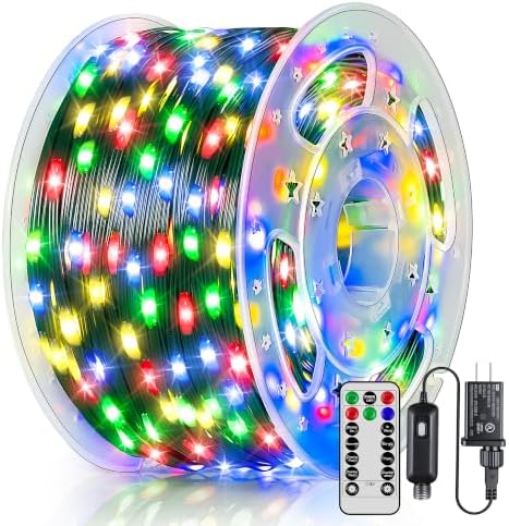 600 LED 196 FT Christmas Lights, Waterproof Outdoor String Lights with Remote and Timer, Christmas Tree Lights