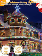 600 LED 196 FT Christmas Lights, Waterproof Outdoor String Lights with Remote and Timer, Christmas Tree Lights, alternate