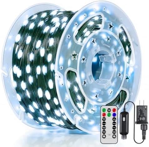 600 LED 196 FT Christmas Lights, Waterproof String Lights with Remote and Timer, Christmas Tree Lights with 8