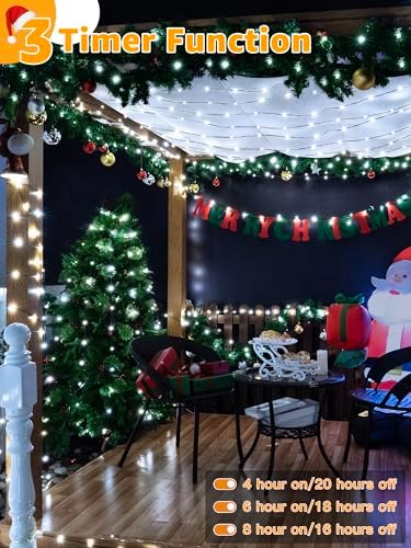 600 LED 196 FT Christmas Lights, Waterproof String Lights with Remote and Timer, Christmas Tree Lights with 8, alternate view