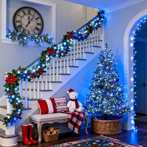 600 LED Blue and White Christmas Lights Outdoor with Remote, alternate view 2