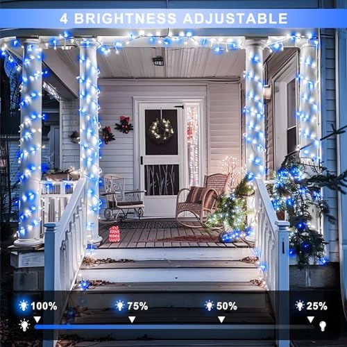 600 LED Blue and White Christmas Lights Outdoor with Remote, alternate view 5