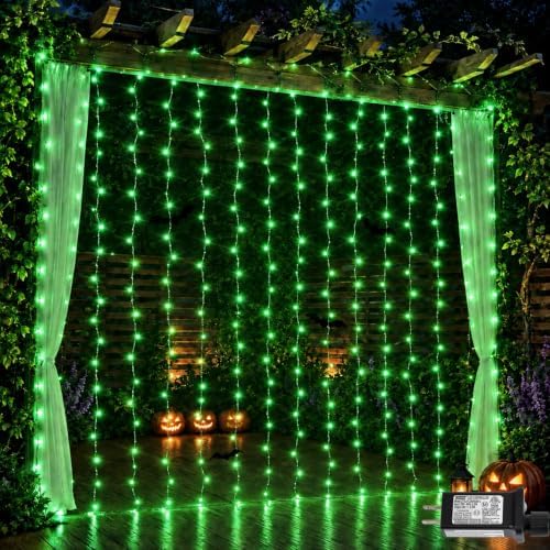 600 LED Curtain Lights(Green) in Green