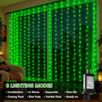 600 LED Curtain Lights(Green) in Green, alternate view 3