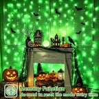 600 LED Curtain Lights(Green) in Green, alternate view 6