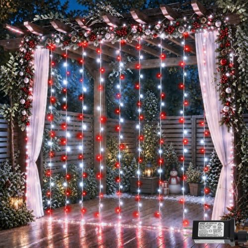 600 LED Curtain Lights(Red and White)