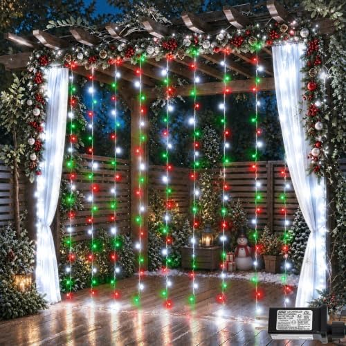 600 LED Curtain Lights(Red White and Green)