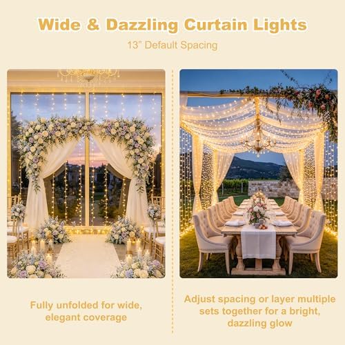 600 LED Curtain Lights, String Lights for Bedroom,9.5ft x 19.6ft, alternate view 4