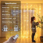 600 LED Curtain Lights, String Lights for Bedroom,9.5ft x 19.6ft, alternate view 6