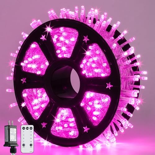 600 LED Pink Christmas String Lights Indoor Outdoor Plug in