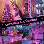 600 LED Pink Christmas String Lights Indoor Outdoor Plug in, alternate view 5