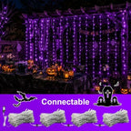 600 LED Purple Curtain Lights, 19.6×9.8ft Halloween Lights with Plug in, 8 Modes Hanging String Lights for, alternate view 5