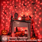 600 LED Red Halloween Lights, Curtain Lights Plug in, 8 Modes Hanging String Lights for Bedroom Wall Window, alternate view 5