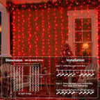 600 LED Red Halloween Lights, Curtain Lights Plug in, 8 Modes Hanging String Lights for Bedroom Wall Window, alternate view 7