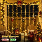 600 LED Warm White Curtain Lights, 19.6×9.8ft Christmas Curtain Lights with Plug in, 8 Modes Hanging String, alternate view 6
