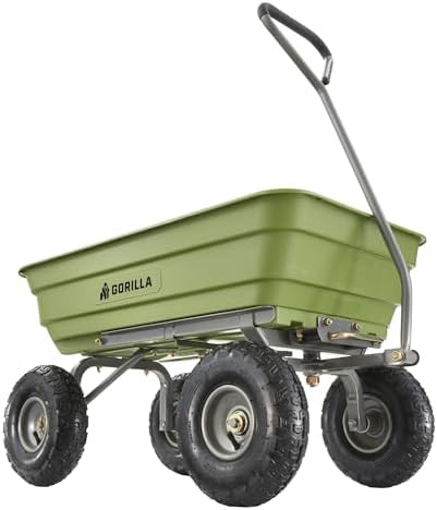 600-Pound Capacity Heavy Duty Poly Yard Garden Steel Quick Dump Utility Wheelbarrow Wagon Cart with Straight