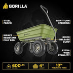 600-Pound Capacity Heavy Duty Poly Yard Garden Steel Quick Dump Utility Wheelbarrow Wagon Cart with Straight, alternate view