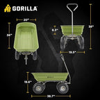 600-Pound Capacity Heavy Duty Poly Yard Garden Steel Quick Dump Utility Wheelbarrow Wagon Cart with Straight, alternate view
