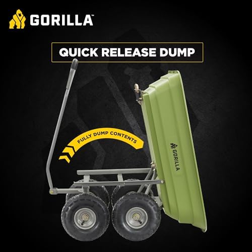 600-Pound Capacity Heavy Duty Poly Yard Garden Steel Quick Dump Utility Wheelbarrow Wagon Cart with Straight, alternate view