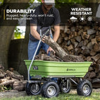 600-Pound Capacity Heavy Duty Poly Yard Garden Steel Quick Dump Utility Wheelbarrow Wagon Cart with Straight, alternate view