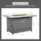 60000 BTU Wicker Gas Fire Pit Outdoor Fire Pit Table 45 Inch Fire Pits for Outside with Woodgrain Marble, alternate view 4