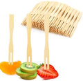 600PCS Bamboo Appetizer Forks, Fancy Toothpicks for Appetizers - 3.5 Inch in Light Brown