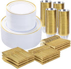 600PCS Gold Dinnerware Set for 100 Guests in Gold