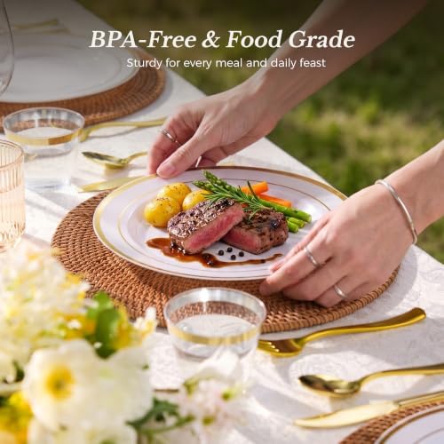600PCS Gold Dinnerware Set for 100 Guests in Gold, alternate view 5