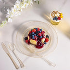 600PCS Gold Glitter Dinnerware Set for 100 Guests, Plastic Plates in 100 Guests in Gold Glitter, alternate view 2