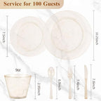 600PCS Gold Glitter Dinnerware Set for 100 Guests, Plastic Plates in 100 Guests in Gold Glitter, alternate view 3